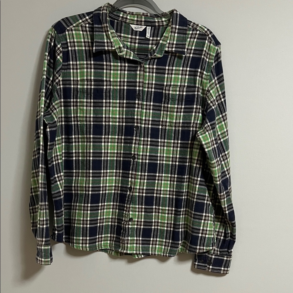 Wool rich Green and Blue Plaid Women’s Shirt Size XXL